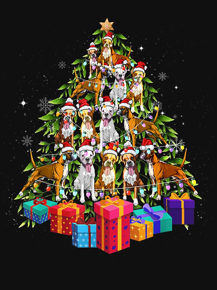 Funny Boxer Dog Christmas Tree With Ornament Decor by JohnnyBench73