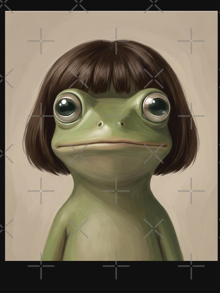 Cute Frog Portrait Aesthetic Meme Frog Art Soft Vintage Style by ArcaneArtistry