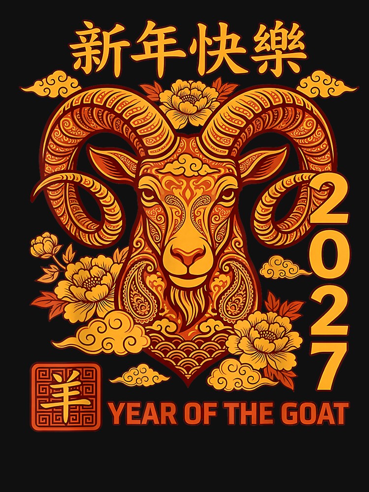 Year Of The Goat 2027 羊年 Chinese Lunar New Year Chinese Zodiac V by BASKN