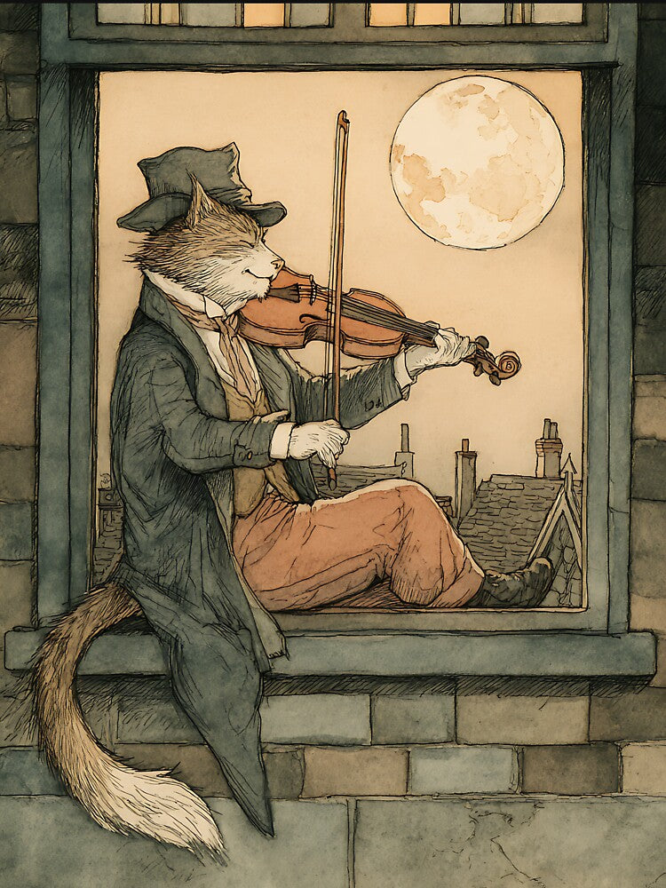 Dark Academia Art: Serenade Cat by bapupa