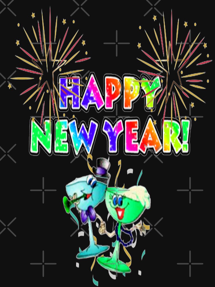 Happy New Year Colorful Abstract Lettering Design with Glasses, Howdy New Year,New Years Celebration, New Years Eve Countdown by Adri Barnard