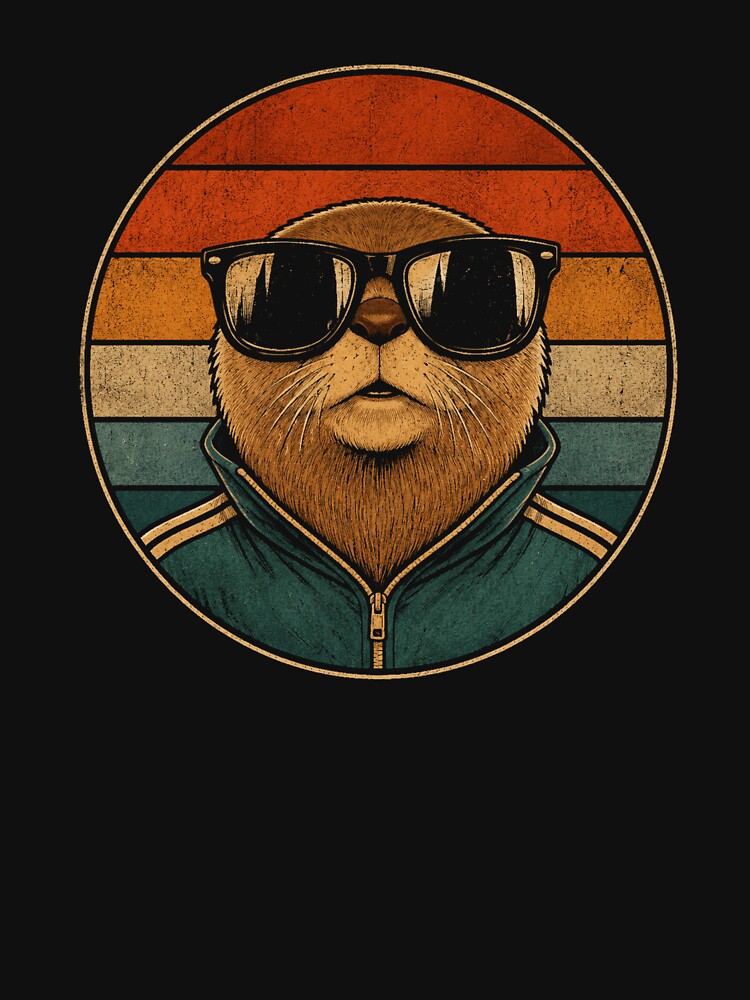Cool Retro Otter Wearing Sunglasses by Moizento