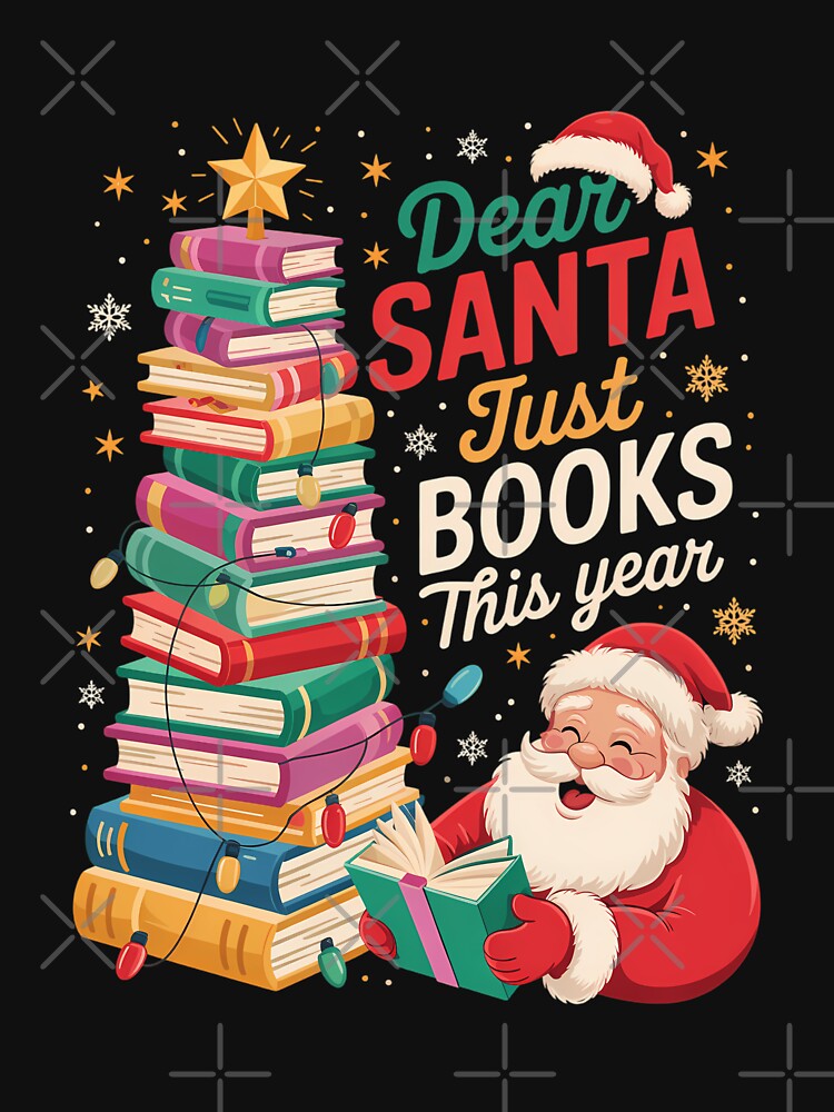 Bookish Christmas Holiday Book Lovers Santa Reader Holiday Xmas by CookWorldLaughs