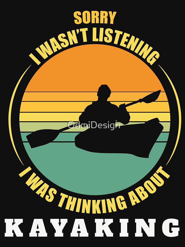 Kayaking Vintage Sunset Silhouette, I was thinking about kayaking, Kayaker Gift by OdmiDesign