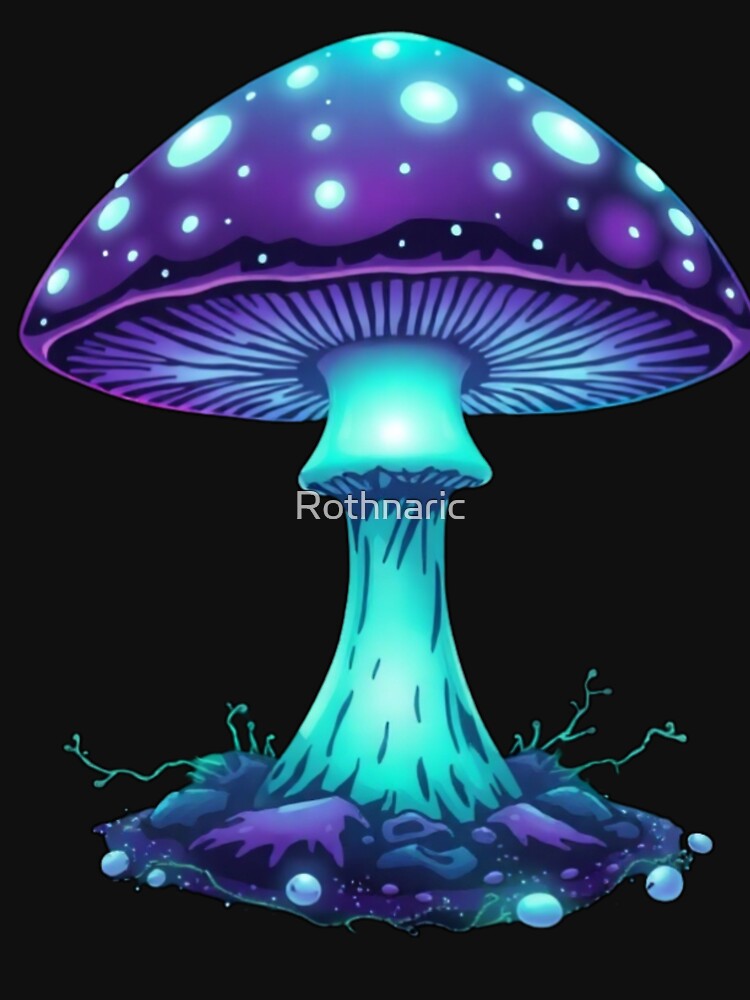 Psychedelic Glow Mushroom – Neon Fungi Fantasy Art by Rothnaric