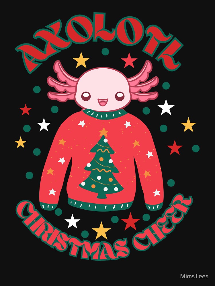 Cute Axolotl Ugly Christmas Sweater by MimsTees
