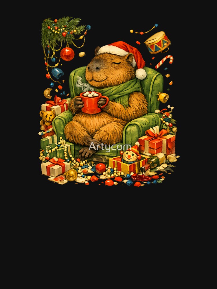 Cozy Christmas Chaos Funny Retro Calm Capybara Gift by Artycom