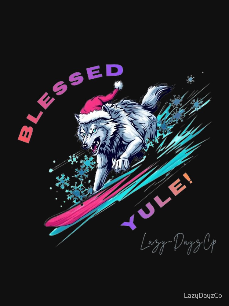 Blessed Yule Cyber Wolf by LazyDayzCo