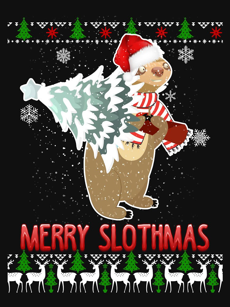 MERRY SLOTHMAS UGLY CHRISTMAS PAJAMAS T-SHIRT by bigerdan