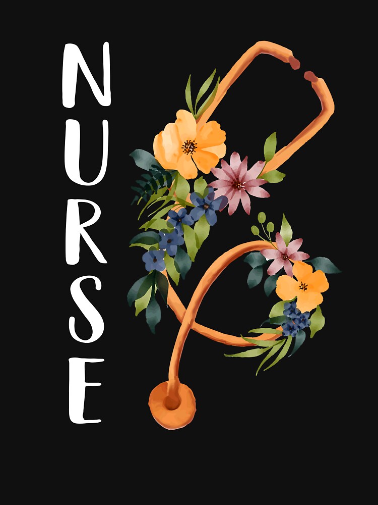 Floral Stethoscope - Funny Nursing Tshirt by SunsetGloww