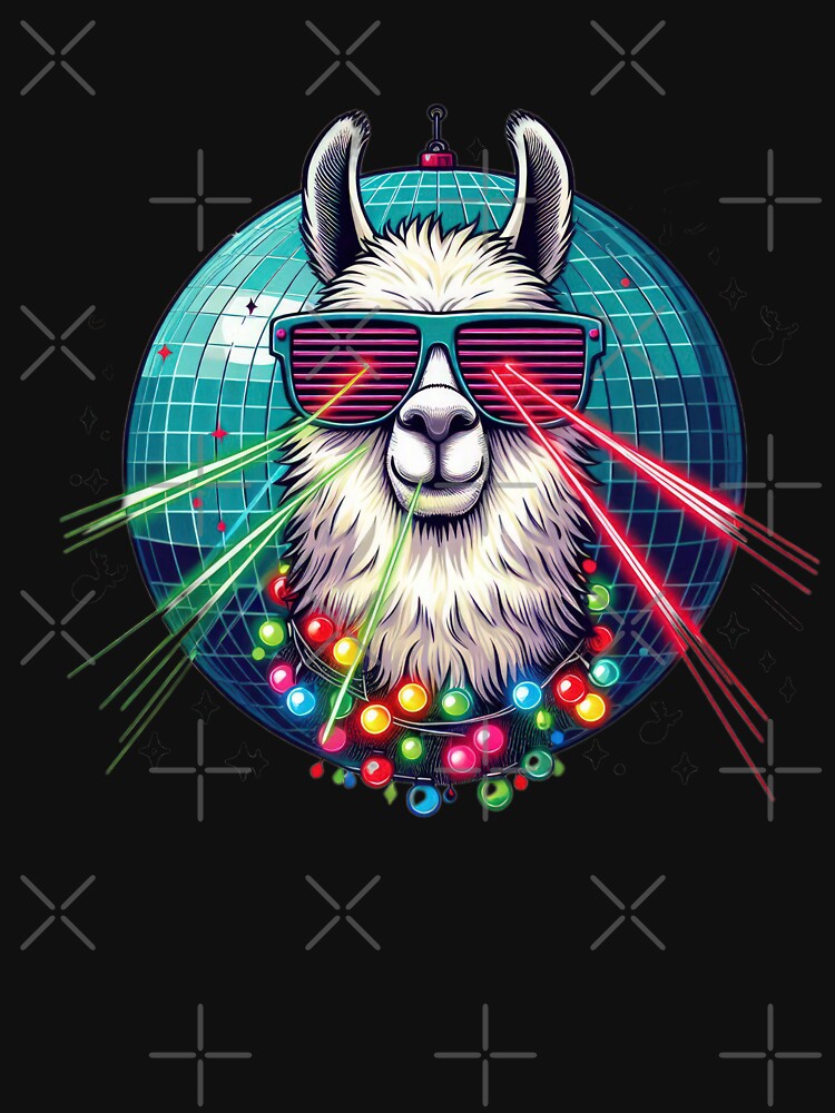 Christmas funny animals llama with disco ball and sunglasses,Christmas llama,christmas funny,Seasonal Joy,New Year Vibes by Expressions-Sel