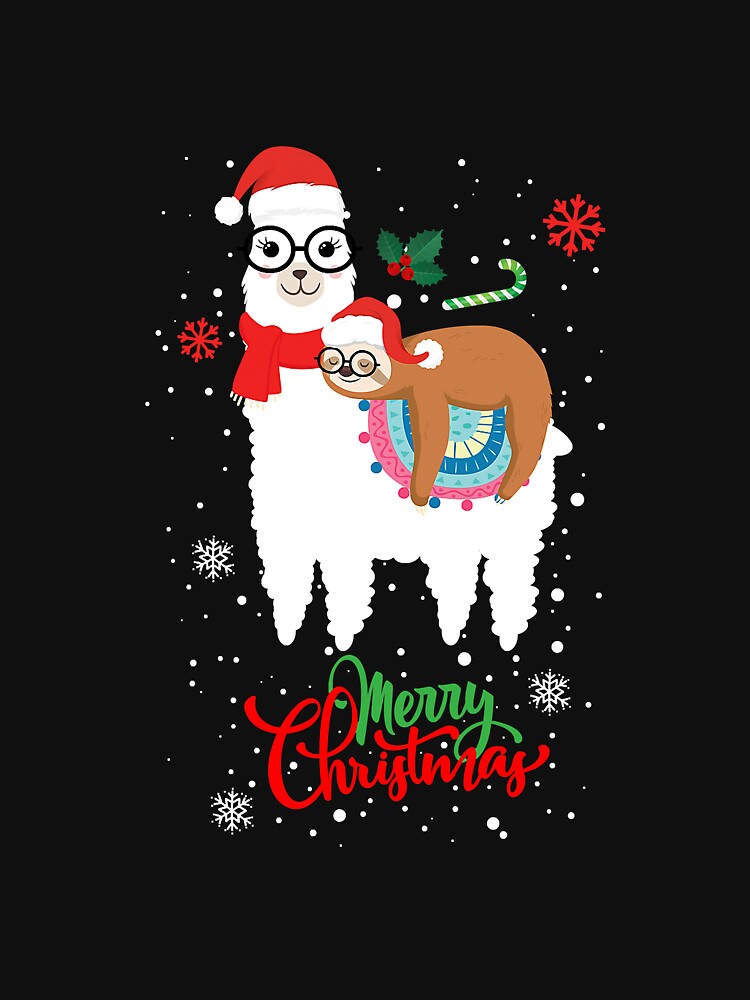 Santa Sloth Riding Llama Funny by SkyCloudBlue
