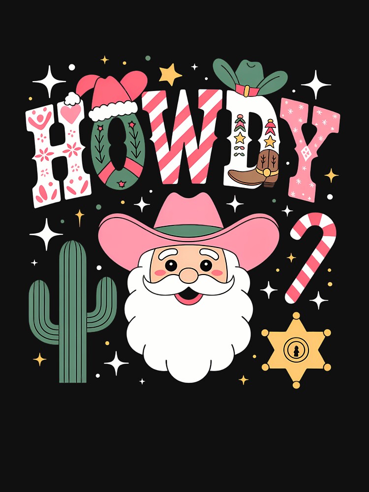 Howdy Santa Claus Pink Christmas Country Cowboy Santa Xmas by JonBarnes22