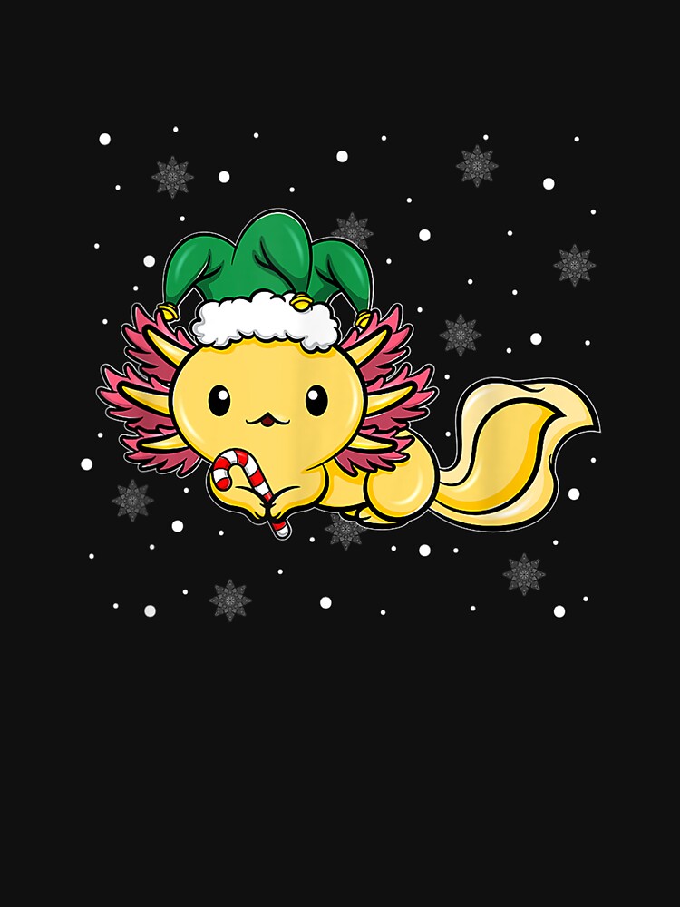 Cute Axolotl Santa Hat Anime Elf Christmas T-Shirt by BreidinOdelia
