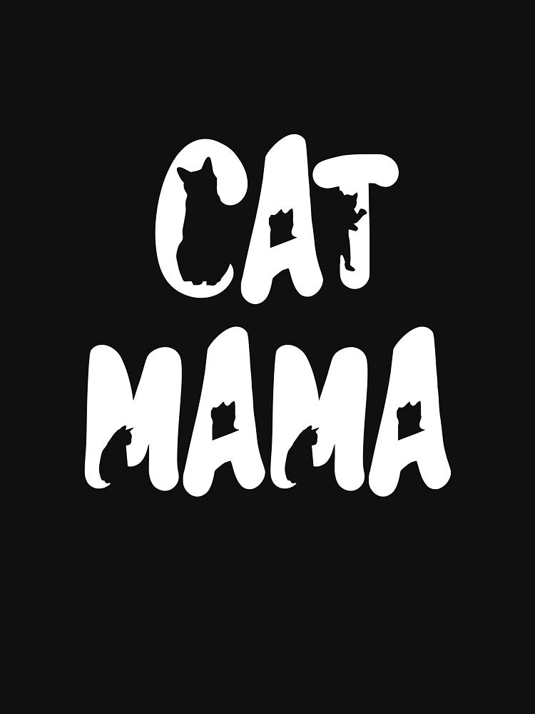 Cat Mama White Text Design with Cats Placed Inside The Text by jonrdesign