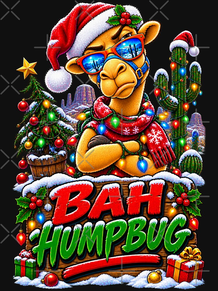 Bah Humpbug – Funny Camel T-Shirt – Humorous Camel Design – Quirky Camel Lover Gift – Quirky Camel Lover Gift - Cool Winter Christmas Animal Graphic Camel T-Shirt by Camel & Quirk