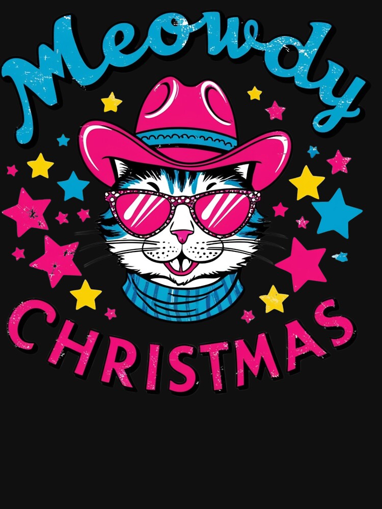 HOLIDAY Cat Christmas WESTERN COWGIRL Classic T-Shirt by inkfluenceart