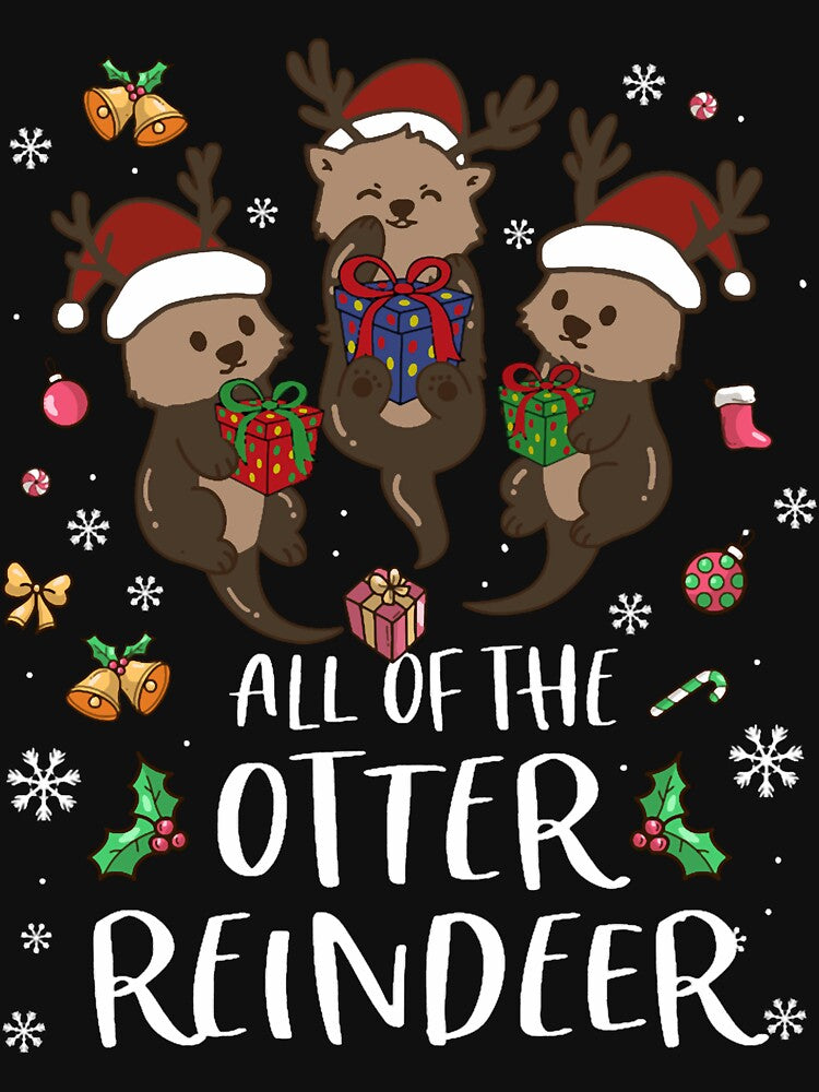 Cute Otters Reindeer Kids Funny Merry Christmas Amimal Lover by Locklyncham