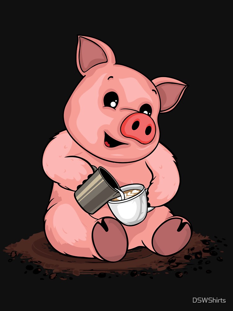 Cute Pig Pouring Latte Art Coffee Lover Barista by DSWShirts