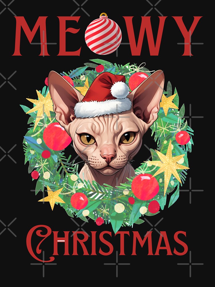 Meowy Christmas Sphynx Cat Design by andasanc14