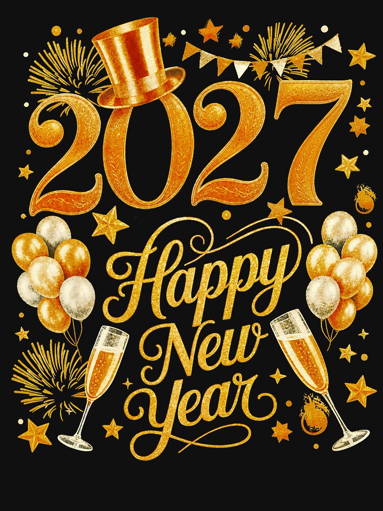 Happy New Year 2027 Gold Elegant Festive Party by elongatedjazz