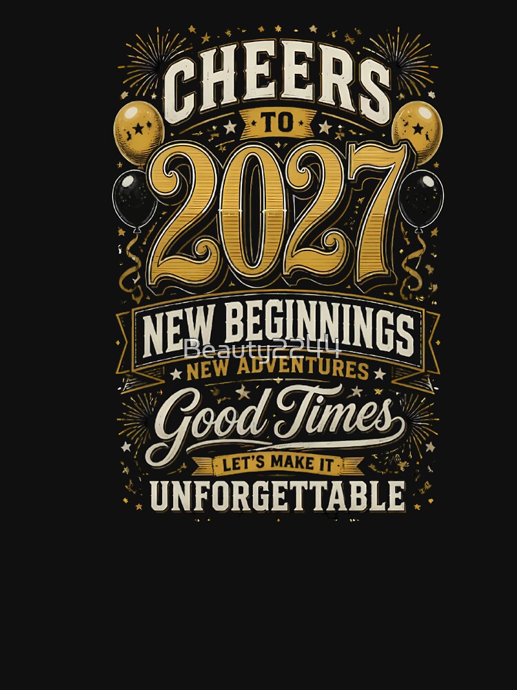 Copy of Happy New Year 2027 Vintage Gold Celebration T-Shirt | Festive Party Design 1 by Beauty2244