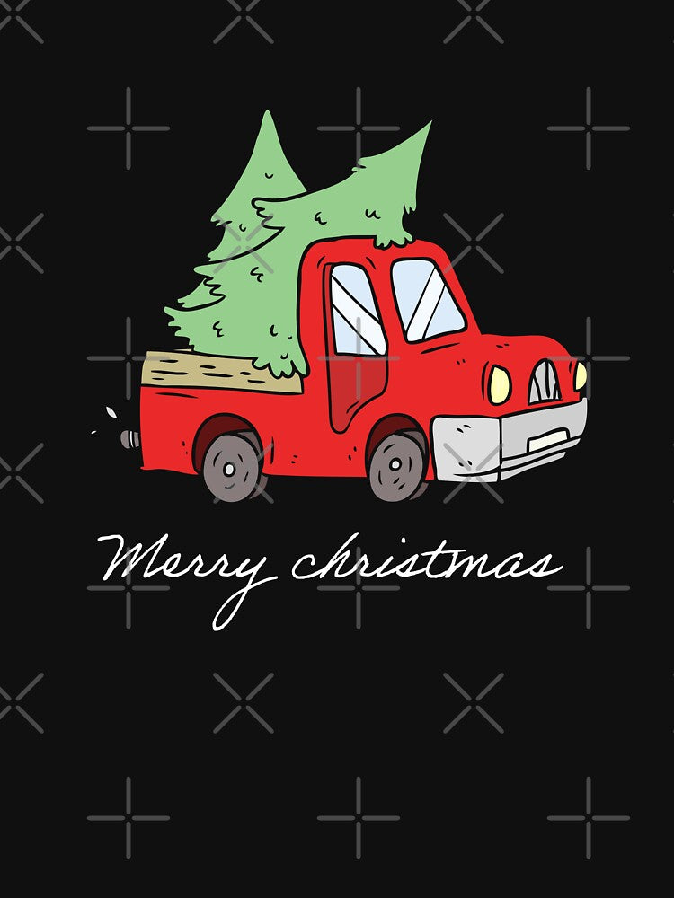 Cute Red Christmas Truck With Tree by Imaginationbeyond