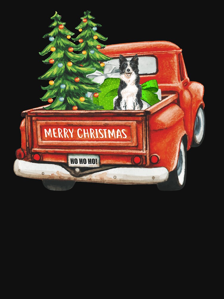 Vintage Merry Christmas Truck with Border Collie Dog by michellejustice