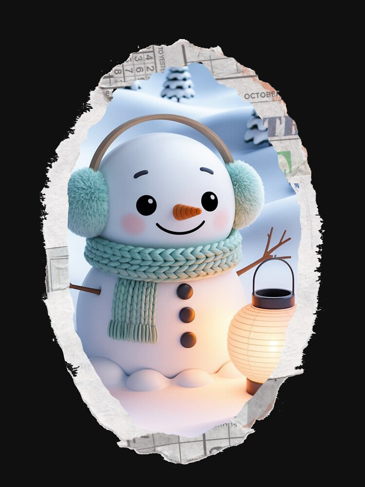 Cute Snowman Christmas Art – Cozy Winter Lantern Illustration | Kawaii Holiday Design by A1MarketDesigne