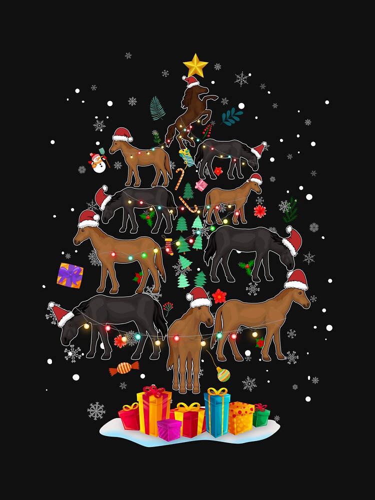 Funny Merry Horse Christmas Tree Lights Horse Santa Hat Men by MortiStolten