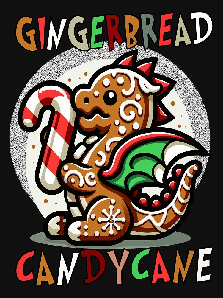 Gingerbread & Candy Cane - Gingerbread Dragon Holding a Candy Cane by MegaDirt