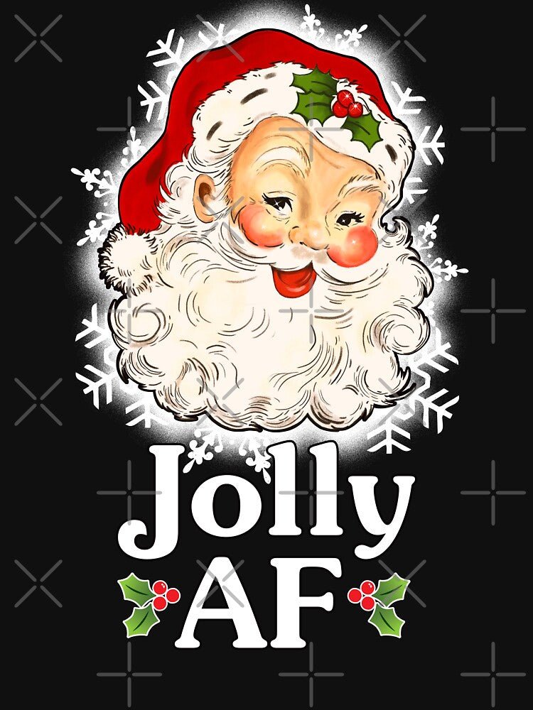 Jolly AF • Vintage Santa • Funny Christmas T-shirt by SouthAndSunny