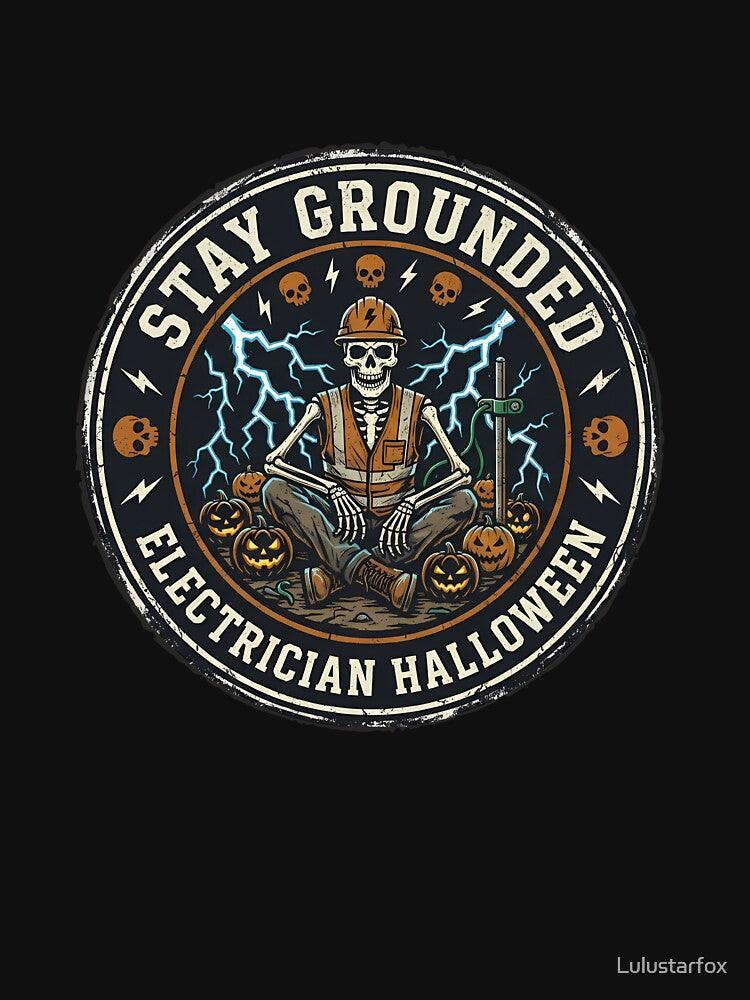 Stay Grounded Halloween Electrician Vintage Badge by Lulustarfox