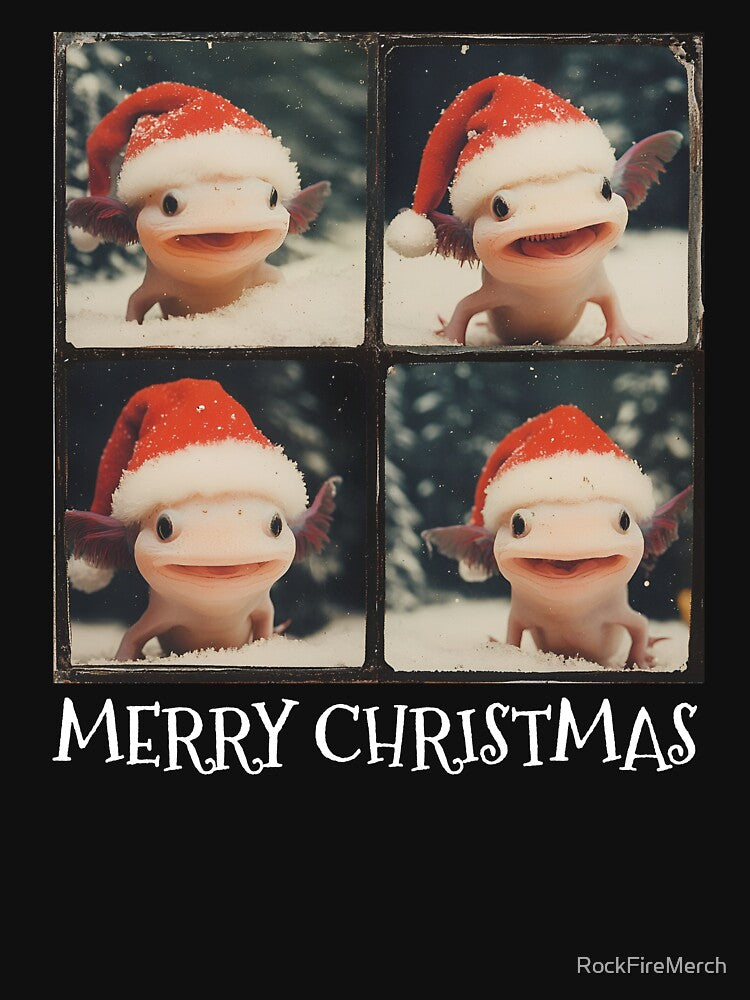 Funny Axolotl Santa Hat Christmas Photobooth by RockFireMerch