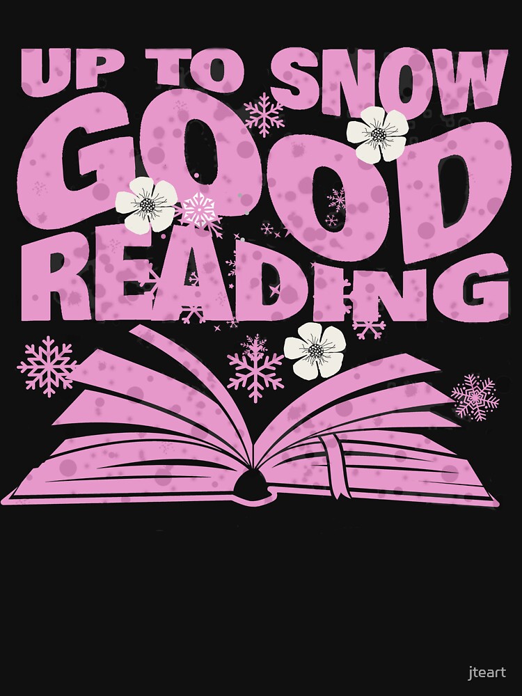 Pink Typography Snowy Christmas Book Reading for Bookish by jteart