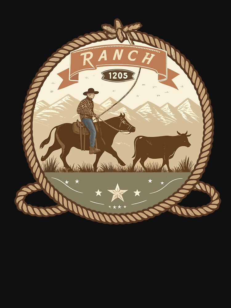 Vintage Cutting Horse Badge – Western Cowboy Rodeo Logo Design by VividOrganica