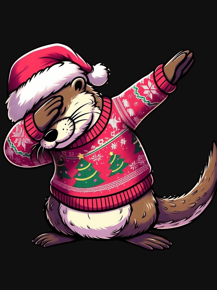 Dabbing Otter with Santa Hat by HeadTurningArt