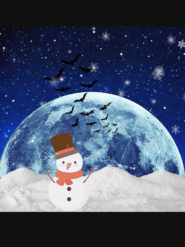 Spooky Gothic snowman Under full Moon. by FahdSpaceArt