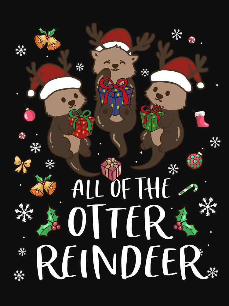 Cute Otters Reindeer Kids Funny Merry Christmas Amimal Lover by MichalwSatterf