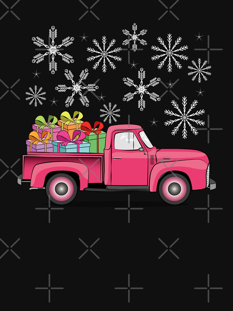 Christmas Gift Truck And Snowflakes by Ayesha Saleem