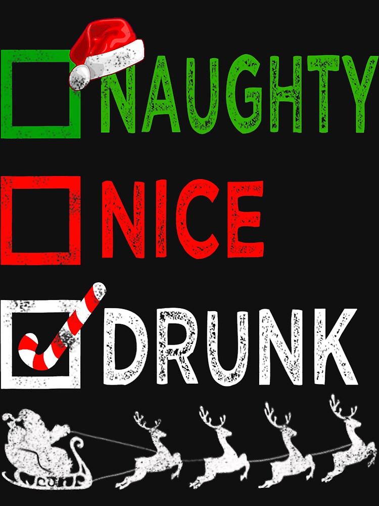 Naughty Nice Drunk Christmas Pajamas Funny Santa Hat Xmas by crm3530