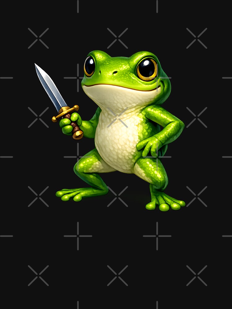 Cute Frog With Sword Fantasy Warrior Frog Funny Animal Art by Axivra