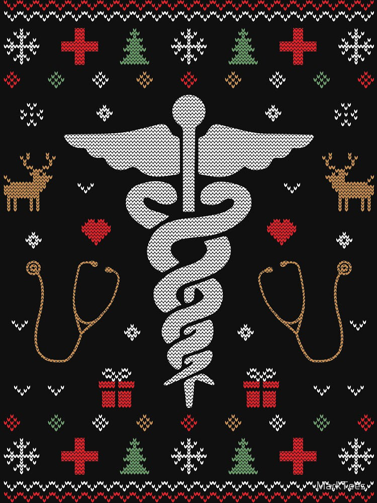 Nurse Medical Symbol Ugly Christmas Caduceus by MarkTees