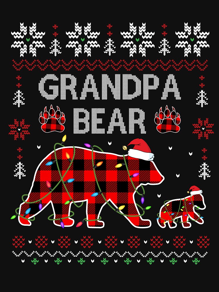 First Christmas as a Papa Red Pattern Grandpa Bear One Cubs Family by MortiStolten