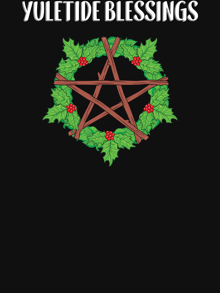 Yuletide Blessings Pentagram Wreath Winter Solstice design by jakehughes2015