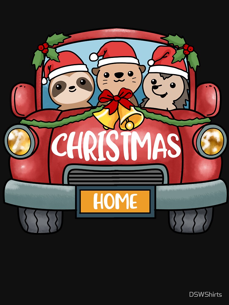 Christmas Truck Hedgehog Gift Otter Gift Women Sloth Christmas by DSWShirts