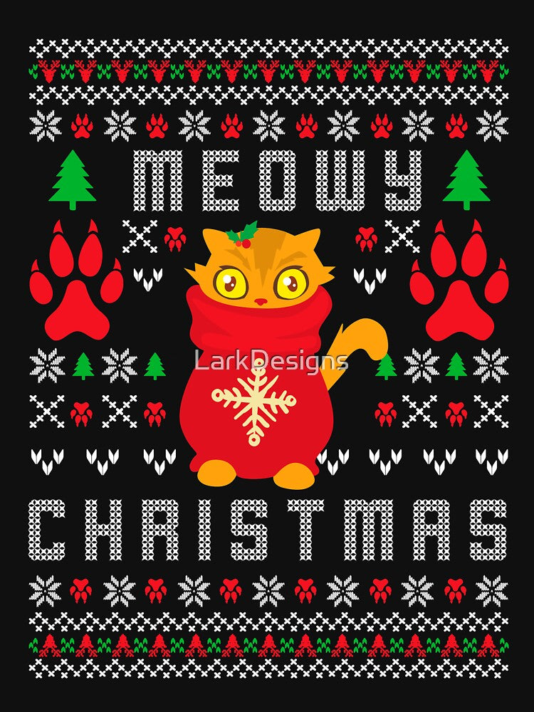 Meowy Christmas Ginger Cat Holiday Ugly by LarkDesigns
