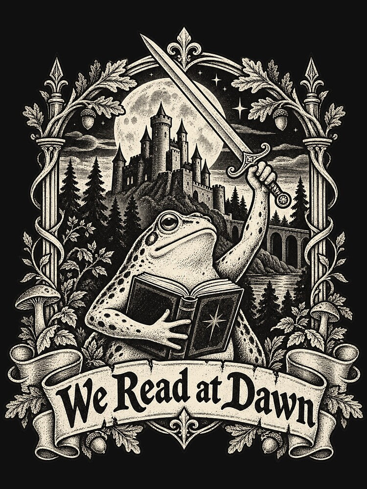 We Read At Dawn Dark Academia Frog Fantasy Bookworm Design by ZaDonShop
