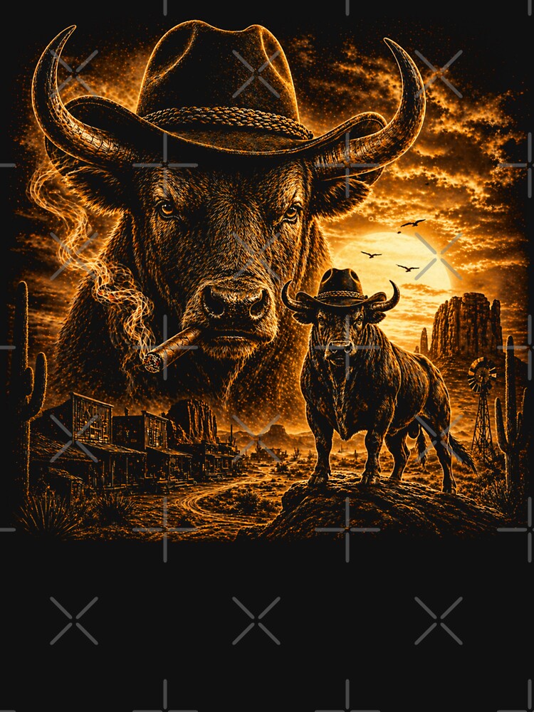 Cowboy Bull , Vintage Western Graphic Style, Longhorn Ranch by will freed18
