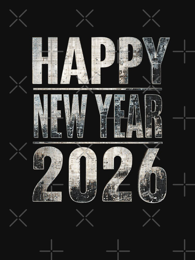 Happy New Year 2026 Silver Glitter Disco Ball Party Celebration by Blurbean